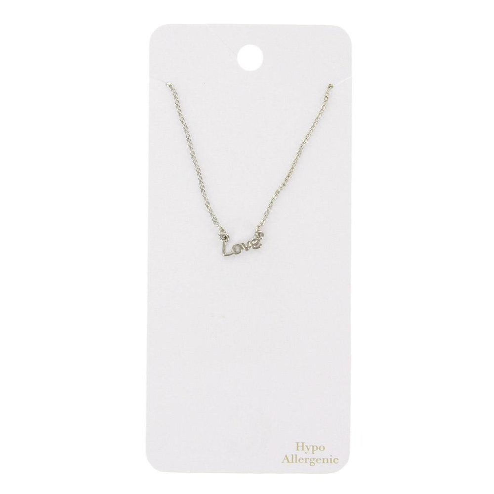 Love Script Pendant Necklace - Silver